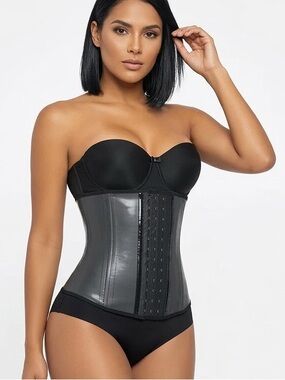Lady Slim Women’s Latex Waist Trainer Black Waist Cincher Adjustable Size S